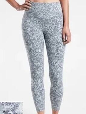 NWT Athleta Elation Textured 7/8 Tight Blue Printed Yoga Errands Womens XXS